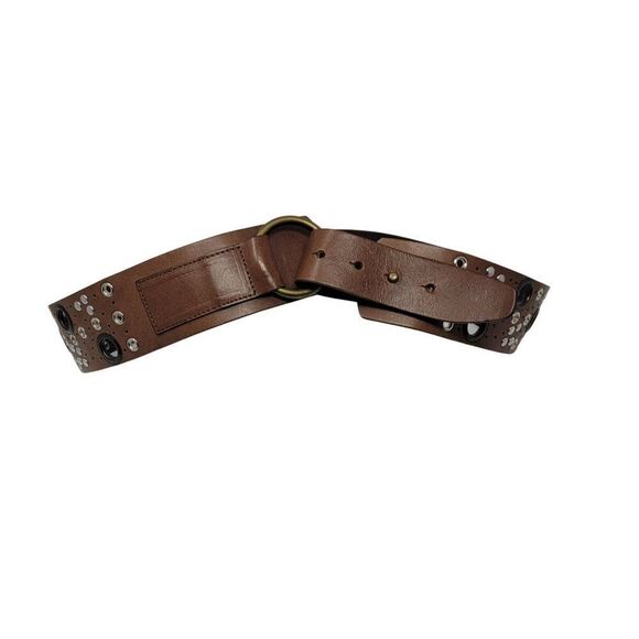 Antoniazzi Firenze Artesian Leather Belt XL Brown Silver Bronze‎ Grommet Studded main image 4
